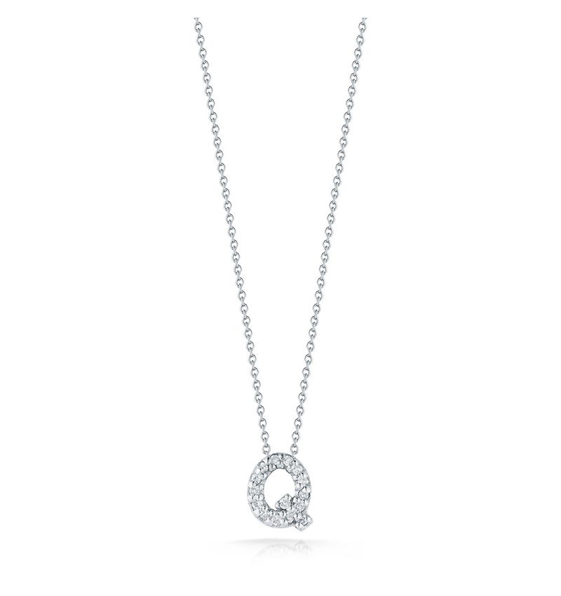 Roberto Coin Tiny Treasures White Gold "Love Letter" Initial Pendant